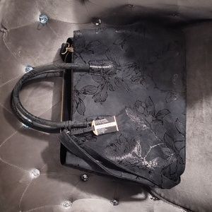 Silver Rose brand navy blue vegan soft leather satchel purse.  One of a kind